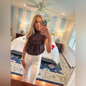 Smocked Flutter Sleeve Blouse